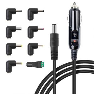 24W 12V 2A Chargeur de Voiture Universel, DC 12V Cordon d'alimentation, avec 8 Connecteurs Adaptateur, Câble 5.5x2.1mm, pour GPS, DVD, Enceintes, Bande LED, Haut-parleurs, Caméra, 1.2 Mètres (YangZhengYa, neuf)