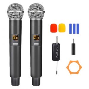 Microphone Sans Fil, Microphone Karaok&eacute;, Double Syst&egrave;me De Micro Dynamique Avec R&eacute;cepteur Rechargeable, Micro Avec Connexion &Agrave; Puce Individuelle, Micro Dynamique Pour Chanter, F&ecirc;te &Agrave; La Maison,R&eacute;union (IKSETERATA, neuf)