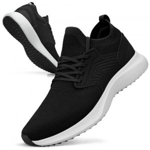 Giniros Chaussure Homme Basket Chaussures de Sport Running Basquette Tennis Sport Course Respirant Légères Confortables Mode Marche Fitness Outdoor Gym Jogging Sneakers Homme Noir Blanche 40 (Feetjom-eu, neuf)