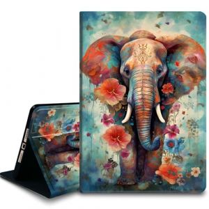 Bxgolkgd Étui pour tablette Kindle Paperwhite 2024 (12e génération) et Kindle Colorsoft Signature Edition 7" avec fonction veille/réveil automatique, éléphant coloré (BXGOLKGD, neuf)