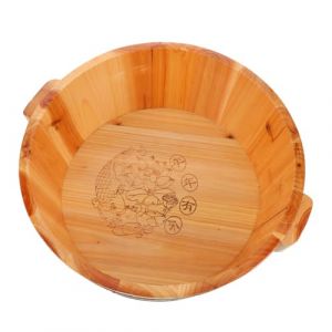 Hemobllo Bassin de P&eacute;dicure en Bois Naturel Massif 36 Cm Diam&egrave;tre X 16 Cm Hauteur, Seau Profond pour Bain des Pieds la Maison Voyage, Bol de Spa pour Soin Relaxant des Pieds, Bassine (pattobold, neuf)