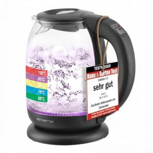 emerio WK-119255 TESTSIEGER Haus & Garten Test 02/2019, bouilloire en verre avec s&eacute;lection de temp&eacute;rature (60&deg;C/70&deg;C/80&deg;C/90&deg;C/100&deg;C), sans BPA, protection contre l'&eacute;bullition &agrave; sec, Auto -off, 2200 W (emerio&reg;, neuf)