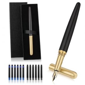 Cobee Ensemble de stylos plume en bois fabriqués à la main, stylo plume en bois de luxe vintage, stylo d'écriture lisse à pointe fine de 0,5 mm avec 12 cartouches d'encre de 2,6 mm et boîte-cadeau po (Liige, neuf)