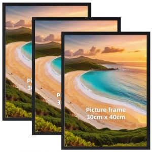Hoikwo Lot de 3 Cadres 30 x 40 Noir - Cadre Photo Poster 30x40 cm PVC Léger, Pour Certificats, Affiches, Décoration Murale, Multi-Suspension (Hoikwo, neuf)