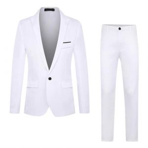 Costume 2 pi&egrave;ces pour homme - Coupe ajust&eacute;e - Style d&eacute;contract&eacute; - Veste &agrave; boutons - Blazer et pantalon - &Eacute;l&eacute;gant smoking - Costume d'affaires et de mariage (Wtinfer ⭐⭐⭐⭐⭐ 5, neuf)