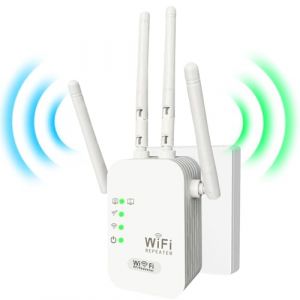 R&eacute;p&eacute;teur WiFi Puissant Amplificateur WiFi,4 Antennes,avec Port Ethernet pour Le Bureau Et La Maison,WiFi Extender,Brancher et Utiliser,Facile &agrave; Configurer,repeteur WiFi Exterieur (POWERGUY, neuf)