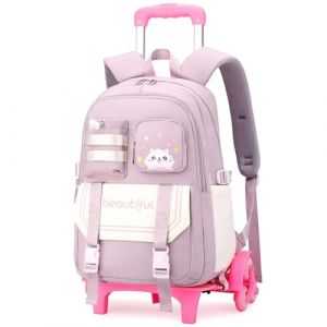 Amythe Sac a Dos à Roulettes pour Filles de 9 à 16 ans, Cartable à Roulettes pour Enfants Adolescents avec 6 Roues, Sac Ecole Léger de 28L pour élèves du Primaire et du Secondaire, Violet (Amythe, neuf)