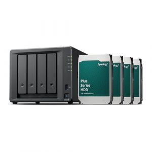 Synology DS925+ Station de Disque NAS 4 Baies (AMD Ryzen Embedded V1500B Quad-Core 4 Go de RAM 2 x RJ-45 1 GbE Port LAN), 32 to avec 4 x HAT3310-8T (AGEM CZ, neuf)