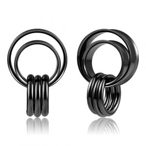DOEARKO Ecarteur Oreilles 1 Paire Tunnels d'oreille Anneaux en Acier Inoxydable Double &Eacute;vas&eacute; Plugs Tunnels Boucles d'oreilles Bijoux pour Femmes Hommes 10mm &agrave; 19mm ﻿ (Noir, 14mm) (DOEARKO, neuf)