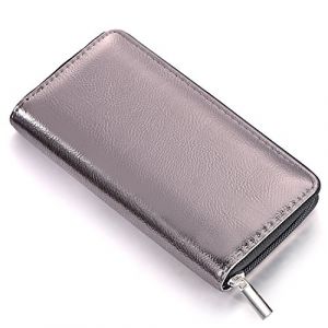 Porte-Monnaie pour Femme Doux métallisé avec Fermeture éclair Portefeuille Gris 20 x 10 x 2,5 cm (urban-styles, neuf)