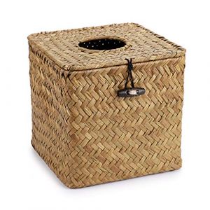 SUMTree Bo&icirc;te &agrave; Mouchoir en rotin Distributeur carr&eacute; bo&icirc;te de Papier Organisateur de Bureau pour Salle de Bain,Salon,Chambre,Jardin (Jaune) (SanjiaEU, neuf)