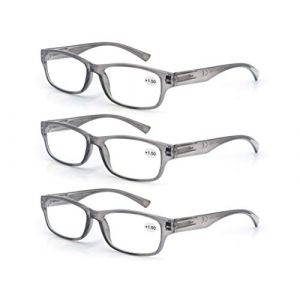 MODFANS Lot de 3 Lunettes de Lecture 2.0 Lunettes de Vue Hommes Femmes Ultra Leger,Lunettes Loupes Classique 3 Paires Gris (MODFANS-US EYEWEAR, neuf)