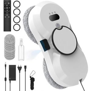 ﻿ Robot Nettoyeur Vitre, 5600 Pa D'aspiration,Robot Laveur de Vitre Automatique, Système de Sécurité, Navigation Intelligente, Télécommandé, pour Toutes Les Surfaces Lisses, avec 10 Chiffons (A) (NEW CRAB LIMITED, neuf)
