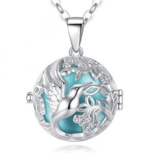 CELESTIA Collier Bola de Grossesse Colibri Pendentif Bola Grossesse Plaqué Argent Collier de Grossesse Femme Enceinte Bijoux Cadeau Grossesse Future Maman (CELESTIA, neuf)