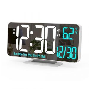 KOSUMOSU Horloges numériques LED pour Chambre à Coucher, 6,7 Pouces, réveil numérique, Fonction de Gradation, 12/24 Heures, Date, Jour de la Semaine, température, Horloge de Table, Horloge LED pour (KOSUMOSU TECHNOLOGY, neuf)