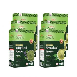 RADICO Poudre de feuille d'indigo 100 % organique + 100 % poudre de henna organique (ORGANIChaarverf, neuf)