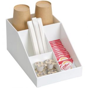 Navaris Organisateur à café - Support 4 Compartiments pour Sucre thé café touillette cuillère Serviette dosette gobelet - Maison Bureau (SX-Commerce, neuf)