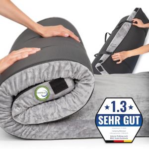 MKS Matelas de camping portable en mousse à mémoire de forme - Matelas de sol léger avec revêtement imperméable - Matelas de couchage pour camping - Matelas pliable 90 x 200 cm (MKSTrade, neuf)