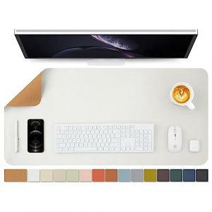 Sous-main en li&egrave;ge &ndash; Sous-main double face pour bureau et maison &ndash; Organisation de bureau et accessoires &ndash; Id&eacute;al pour grand tapis de souris et sous-main sur le dessus de bureaux (blanc, 91,4 x 43,2 (HOMIEAZICOZI FR, neuf)