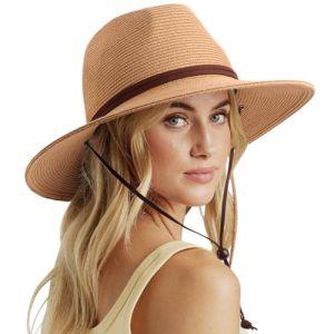 DRESHOW Femme Homme Chapeau de Paille Panama Unisexe Chapeau Été Large Bord Chapeau de Soleil Anti-UV Chapeau de Soleil (Dreshow, neuf)