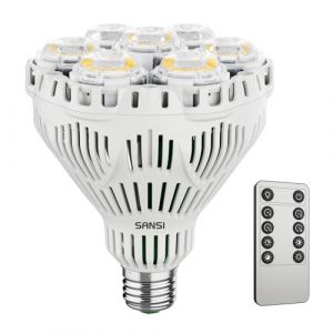 SANSI Lampe Horticole LED Dimmable pour Plantes d'Intérieur, Ampoule de Culture Plante E27 40W Spectre Complet, Minuterie 4/8/12H, 4 Luminosités pour Germination Croissance Floraison (PPF 67umol/s) (ISC Lighting Direct, neuf)