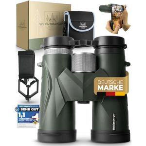 Weidenberger Jumelles 12 x 42 - Jumelles en magnésium avec remplissage nitrogène et étanches - Pour adultes - Prisme BAK4 HD + objectif FMC - Convient également aux porteurs de lunettes (vert, 12 x (Birkental Deutschland, neuf)