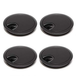 sossai® Passe-câble/Passage de câble/Passe-Fil avec Brosse pour Bureau, Table & Plan de Travail | Set de 4 | KDM1-BL | Design : Noir | Diamètre : 80 mm | Matériau : métal (Sossai FR, neuf)