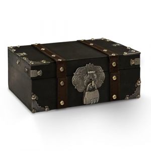 Feruchun Coffre Tresor Bois,Boite Tresor Code,23x17x9.5cm,Coffre au Tr&eacute;sor Vintage pour Soir&eacute;e &agrave; Th&egrave;me Pirate,Rangement et D&eacute;coration (COULEUR2) (fuchundianzi, neuf)