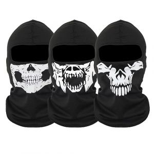 SKHAOVS 3 pi&egrave;ces Multifonction Masque T&ecirc;te de Mort Moto Masque,Masque de cr&acirc;ne Respirant, Noir Masque de cr&acirc;ne Respirant,Masque Moto,pour Ski, Moto, V&eacute;lo, Randonn&eacute;e,Halloween (Noir) (ZhiTu Eu, neuf)
