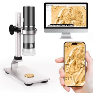 Ninyoon Microscope WiFi 4K avec Support Professionnel pour iPhone Android PC, Microscope Numérique USB 50-1000X HD sans Fil pour Tous Les Téléphones iPad Android Tablette Windows Mac Chrome Linux (Ninyoon, neuf)