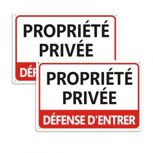 Panneau Propriété Privée Défense d'entrer Aluminium, Lot De 2 Panneau Propriété Privée Metal Alu Utilisation à L'ExtéRieur Et à L'IntéRieur, Montage Facile 300 x 200mm (aimilll, neuf)