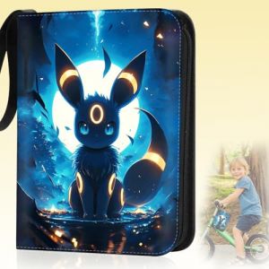 Cerkkapo Album de Collection pour Pokémon,Classeur Carte pour Pokemon,Capacité de 50 pages 400 Cartes,AlbumCarte pour Pokémon,Album Cartes à collectionner PU étanche Avec fermeture éclair et dragonne (LND-US, neuf)