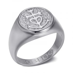 BOBIJOO Jewelry - Bague Croix de Camargue en Acier Inoxydable Argenté, Chevalière Élégante - 53 (6 US) (ANGELYK, neuf)