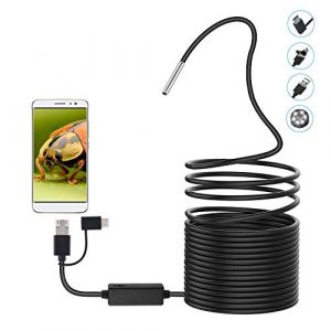 USB Endoscope, 20M Endoscope Portable 5.5mm HD 3 en 1 Cam&eacute;ra avec 6 r&eacute;glable LED &eacute;tanche Digital Inspection Cam&eacute;ra Endoscope Borescope Serpent Appareil Photo (Xinrub-23, neuf)