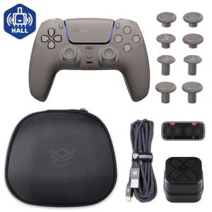 HEXGAMING Manette pour ps5 avec 4 Palette / 8 Joysticks Hall Effect/C&acirc;ble de Charge/&Eacute;tui Sac de Transport/Support de Chargeur Manette,ULTIMATE PRO Controller pour ps5 /PC/Mobile-Gris Quantique (Hexgaming Store, neuf)