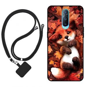 Sunrive Coque Compatible avec Oppo RX17 Pro/R17 Pro,TPU Étui Housse Protecteur Souple Gel Mat Back Cover Mignon Motifs Antichoc Case(Le Renard Feuille d'érable)+1x Universelle Dragonne (sunrive, neuf)