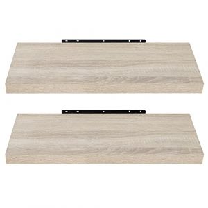 EUGAD Étagère Murale Lot de 2 étagères tablettes Style Moderne en Bois,60x22,9x3,8cm Sonoma Chêne 0051QJ-2 (Eugad, neuf)