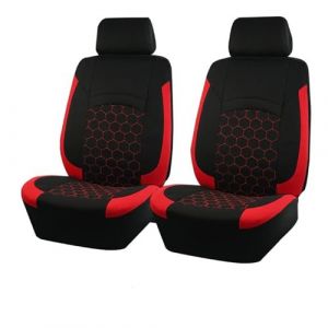 Punxdda Housses Siège Auto Housses De Siège Auto Universelles, Ensemble Intérieur avec Broderie Hexagonale en Polyester Composite, Motif Course Housse Siège Voiture Universelles(4pcs Red) (suiyueheng, neuf)