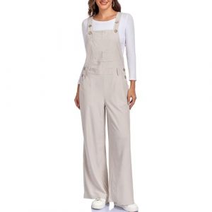 HOTIAN Salopette &eacute;l&eacute;gante pour femme - En velours c&ocirc;tel&eacute; - Jambes larges - Longue - D&eacute;contract&eacute;e - Avec bretelles, kaki, S (HOTIAN-EU, neuf)