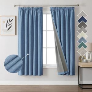Joydeco 100% Rideau Occultant Thermique en Lin avec Galon Fronceur 132x160 cm 2 Pi&egrave;ces, Rideau Isolant Thermique Anti Froid et Chaleur &agrave; Passe Tringle pour D&eacute;coration de Porte Fen&ecirc;tre (joydeco, neuf)