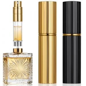 AUYAO Vaporisateur Parfum Vide, 5 ML Vaporisateur Vide Rechargeable, Flacon Parfum Vide Portable, Mini Flacon Voyage Vide Femmes et Hommes pour Sac &agrave; Main, Poche(Noir+Or) (Yadark, neuf)