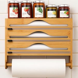 Distributeur de film &eacute;tirable et coupe-papier avec porte-rouleau de cuisine, distributeur d'aluminium avec support de papier, distributeur mural en bambou et distributeur de film &eacute;tirable, compatible (Moonlight Unicorn, neuf)