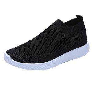 basket orthopedique femme Basket Compensee Femme Course chaussures respirantes baskets d'ext&eacute;rieur Sports femmes maillage de couleur chaussures solides baskets pour femmes Confortable Le noir 38 (XIAOLISE, neuf)