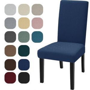 YSTELLAA Housse De Chaise 4 Pièces, Housse Chaise Extensible, Housse Chaise Salle A Manger, Couvre Chaise, Housse De Chais Bouclette, Protege Chaise Salle Manger, Nettoyage Facile, Bleu Foncé (YSTELLAA, neuf)