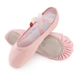 boruizhen Chaussures de Danse Fille Semelle Scind&eacute;e Demi Pointe Danse Classique Canvas Chausson Ballet Fille Femme Rose p&ecirc;che 35 EU (EU-boruizhen, neuf)