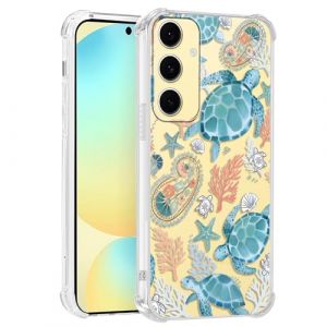 Kivlclri Transparente Coque pour Samsung Galaxy S25 5G 6,8'', Etui Silicone avec Tortue Bleu Aesthetic Motif Design, Protection Bumper Case Antichoc Housse pour Femme Ultra Fine TPU &Eacute;tui Souple (Ulbrich Suzana, neuf)
