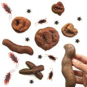 XZEIT 24 Pi&egrave;ces Faux Caca R&eacute;aliste Faux Turd Faux Blatte Blague Jouet Insecte Nouveaut&eacute; Flottant Faux Caca Jouets pour Le Poisson d'Avril, Couple Jouets Dr&ocirc;les (DGGA, neuf)