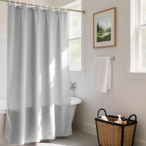 REDKEY Rideau de Douche 180x220 cm, Lourd Rideau Douche Imperm&eacute;able, Anti Moisissure, Tissu Polyester Poids Lavable Rideaux de Bain pour Salle de Bain avec 12 Anneaux, Gris (REDKEY HOME, neuf)