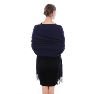 SWAT PANY Écharpe Femme Robe de Soirée Classique Hiver Plaine Écharpe Bleu Marine Étole Femme Festive (FU JINMY, neuf)