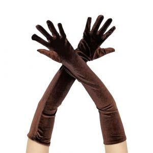 WANYI 1 Paire Gants Longs Femme Gant de Soir&eacute;e Ann&eacute;es 1920 Style Gant Velours Gants de Mari&eacute;e Accessoire de Robe pour Danse Op&eacute;ra Mariage Festival(Brun) (YIXUNJIA HHGUO-EU STORE, neuf)